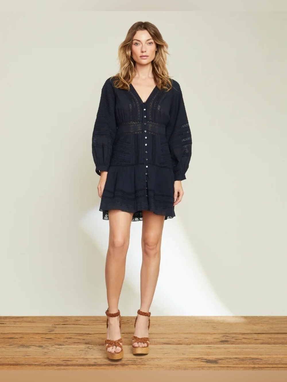 Veronica Beard Addilyn Lace Trim Cotton Mini Dress Size: 0 (US XS)